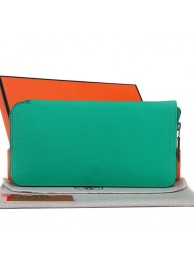 Hermes Zipper Wallet Original Leather A309 Green Tl2261EW67