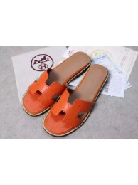High Imitation Hermes Slipper Ostrich Leather HO0486 Orange Tl3392bg96