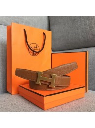 High Quality Imitation Hermes original togo 2 belt buckle & Reversible leather strap 32 mm H06454 brown gold plated metal Tl3466Vu82