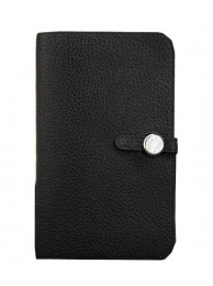 High Quality Replica Hermes Compact Passport Holder Original Leather Wallet Black Tl2174aR54