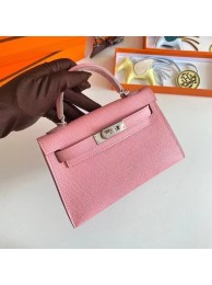 Hot Hermes Kelly 19cm Shoulder Bags Epsom Leather KL19 Silver hardware pink Tl206Nm85