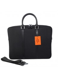 Hot Hermes Mens Briefcase Canvas & Leather H1656 Black Tl1715cT87