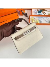 Hot Replica Hermes Kelly 19cm Shoulder Bags Epsom Leather KL19 Silver hardware Cream&gray Tl214wR89