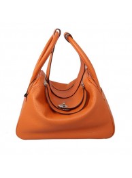 Imitation 1:1 Hermes Lindy 30CM Orange Grainy Leather Havanne Shoulder Bag Tl1748LT32