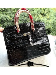 Imitation AAA Hermes Birkin 30CM Tote Bags Croco Leather H30CO Black Tl1268kf15
