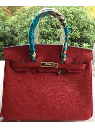 Imitation AAA Hermes Birkin 30CM Tote Bags Red Calfskin Leather BK30 Gold Tl1108RP55