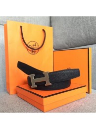 Imitation Cheap Hermes original togo 2 belt buckle & Reversible leather strap 32 mm H06454 black Tl3463fV17