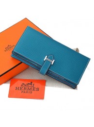 Imitation Hermes Bearn Japonaise Bi-Fold Wallet Original Leather A208 Blue Tl2188AI36