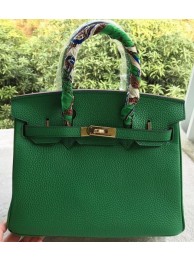 Imitation Hermes Birkin 30CM Tote Bags Green Calfskin Leather BK30 Gold Tl1102Dl40