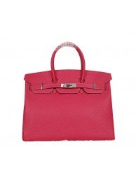 Imitation Hermes Birkin 35CM Tote Bag Rose Clemence Leather H35 Silver Tl1779Fo38