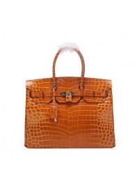 Imitation Hermes Birkin 35CM Tote Bag Wheat Iridescent Croco Leather Gold Tl1467Dl40