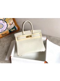 Imitation Hermes Birkin Bag Original Leather crocodile HBK35 white Tl500zn33