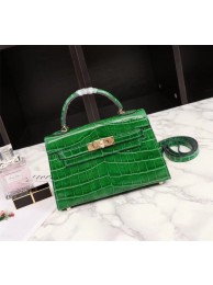 Imitation Hermes Kelly 19cm Tote Bag crocodile Leather KL19 green Tl758Xr29
