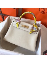 Imitation Hermes Kelly 28cm Shoulder Bags Togo Leather KL28 Cream White Tl158Ug88