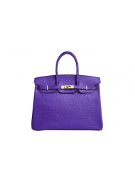 Imitation Hermes Kelly 35cm Top Handle Bag Purple Ostrich Leather Gold Tl1823AI36
