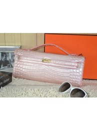 Imitation Hermes Kelly Clutch Bag Croco Leather K31 Light Pink Tl1525SU34