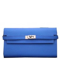 Imitation Hermes Kelly Wallet Togo Leather Bi-Fold Purse HA708W Blue Tl2144Fo38