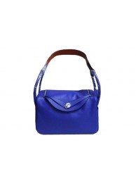 Imitation Hermes Lindy 34CM Shoulder Bag in Blue Grainy Leather Tl1750KV93