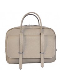 Imitation Hermes Steve 38CM Travel Bag Clemence Leather Grey Tl1960zn33