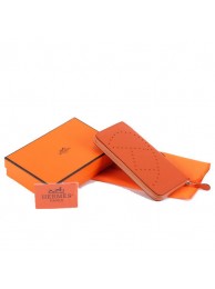 Imitation Hermes Togo Leather Perforated Zippy Wallet 9032 Orange Tl2348Ug88