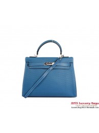 Knockoff Best Hermes Kelly 32cm Top Handle Bag Royalblue Woven Leather Silver Tl1901sm35