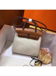 Knockoff Best Hermes mini Herbag Original Canvas Leather & Calfskin 45987 Offwhite&brown Tl441sm35