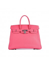 Knockoff Hermes Birkin 35CM Tote Bag Pink Grainy Leather H6089 Silver Tl1764vf92