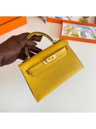 Knockoff Hermes Kelly 19cm Shoulder Bags Epsom Leather KL19 Gold hardware yellow Tl203WW40