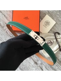 Knockoff Hermes original epsom leather Kelly belt H069854 green silver plated metal Tl3513JF45