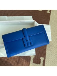 Knockoff Hermes Original jige swift Leather Clutch 37088 Electro optic blue Tl272iV87