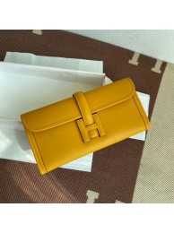Knockoff Hermes Original jige swift Leather Clutch 37088 yellow Tl268ch31