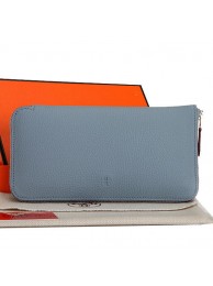 Knockoff Hermes Zipper Wallet Original Leather A309 SkyBlue Tl2251tU76
