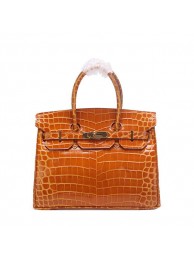 Knockoff High Quality Hermes Birkin 30CM Tote Bags Wheat Iridescent Croco Leather Gold Tl1466FA65