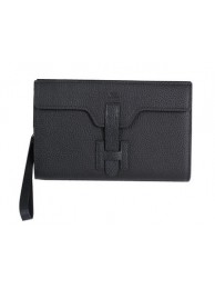 Luxury Hermes Jige Clutch Bag Calfskin Leather HQ8059 Black Tl1438bE46