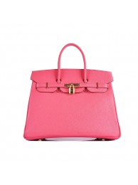 Luxury Replica Hermes Birkin 35CM Tote Bag Pink Grainy Leather H6089 Gold Tl1765vv50