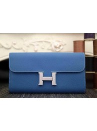 Luxury Replica Hermes Constance Long Wallets Original Leather HA909 Blue Wallets Tl2130vv50