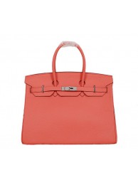 Replica Best Quality Hermes Birkin 35CM Tote Bag Light Red Clemence Leather H35 Silver Tl1781Rf83