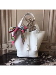 Replica Best Quality Hermes Picotin Lock 22cm Bags Litchi Leather HPT22 White Tl686Rf83