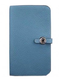 Replica Cheap Hermes Compact Passport Holder Original Leather Wallet Blue Tl2167Mq48