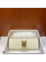 Replica Fashion Hermes H Medor swift Leather Clutch 37566 white&Gold hardware Tl131yI43