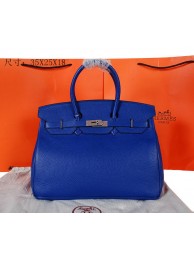 Replica Hermes Birkin 35CM Tote Bag Blue Original Grainy Leather H35 Silver Tl1704ls37