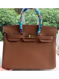 Replica Hermes Birkin 35CM Tote Bag Brown Litchi Leather BK35 Gold Tl1110rH96