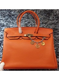Replica Hermes Birkin 35CM Tote Bag Litchi Leather HB35GL Orange Tl1198EO56