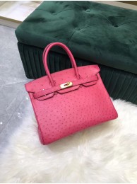 Replica Hermes Birkin Bag Original Leather Ostrich skin HBK2530 rose Tl475Fi42