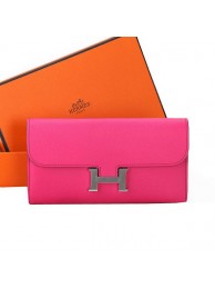 Replica Hermes Constance Long Wallets Original Calfskin Leather A909 Peach Tl2205rH96