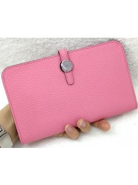 Replica Hermes Dogon Combined Wallet Litchi Leather A508 Pink Tl2105DY71