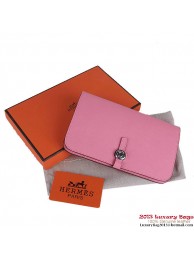 Replica Hermes Dogon Wallet Saffiano Leather Travel Case H001 Pink Tl2279UD97