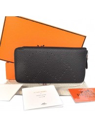 Replica Hermes Evelyn Long Wallet Zip Purse A808 Black Tl2307AP18
