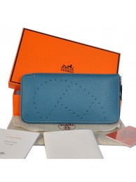 Replica Hermes Evelyn Long Wallet Zip Purse A808 Blue Tl2302it96