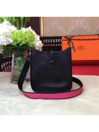 Replica Hermes Evelyne mini 17cm Messenger Bag Original Calf Leather H1187 Black Tl828TN94